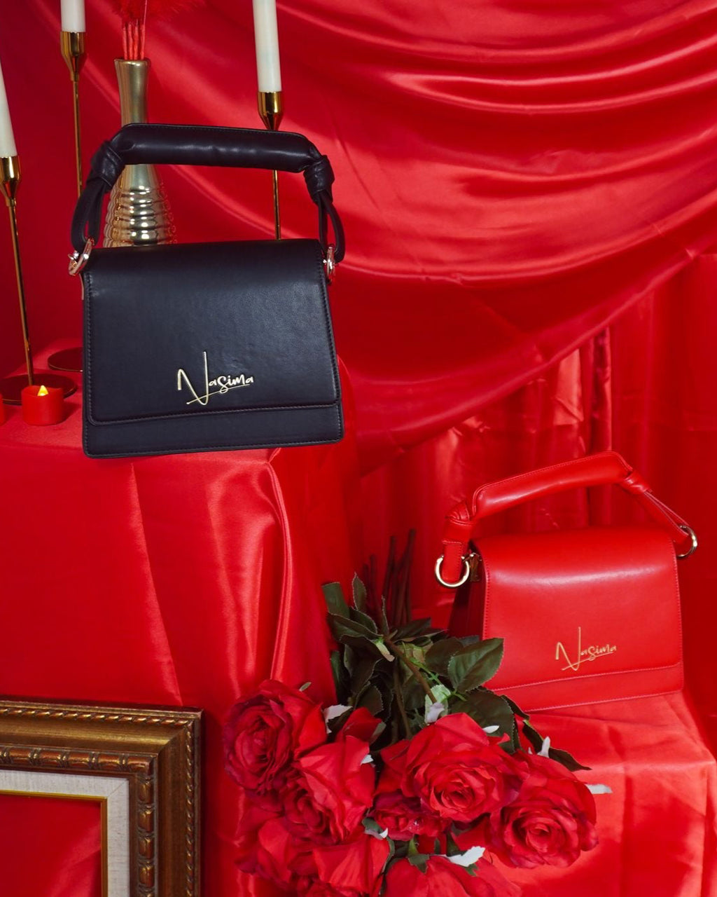 Bella Faux Leather Handbag - Red