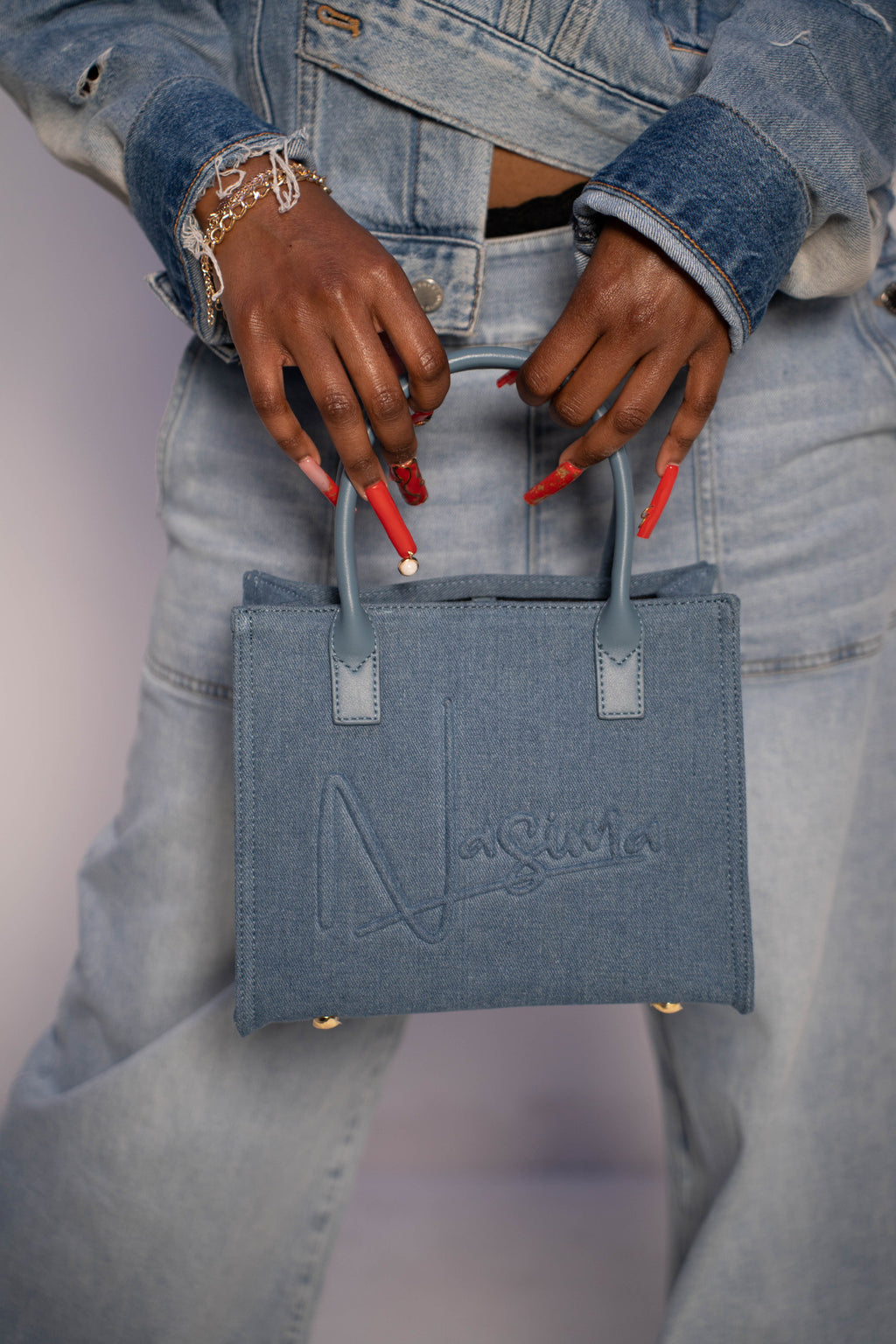 Sade Denim Tote - Light Blue