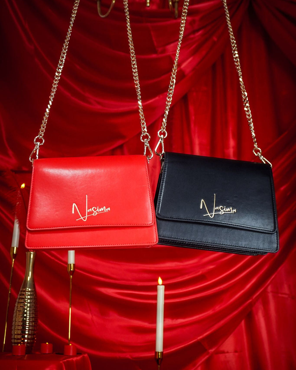 Bella Faux Leather Handbag - Red